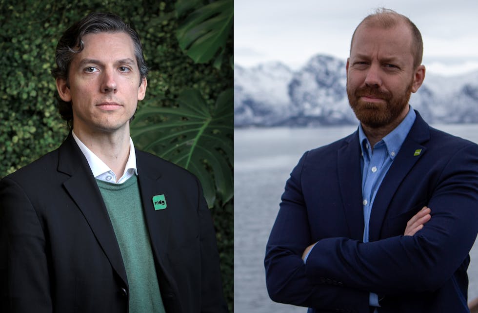 Kristoffer Robin Haug,
helsepolitisk talsperson, Miljøpartiet De Grønne (t.v.) og Håkon Møller,
gruppeleder fylkestinget, Nordland MDG.